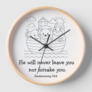 Horloge Noé's Ark-Bible Verse-Deutéronome 31:6