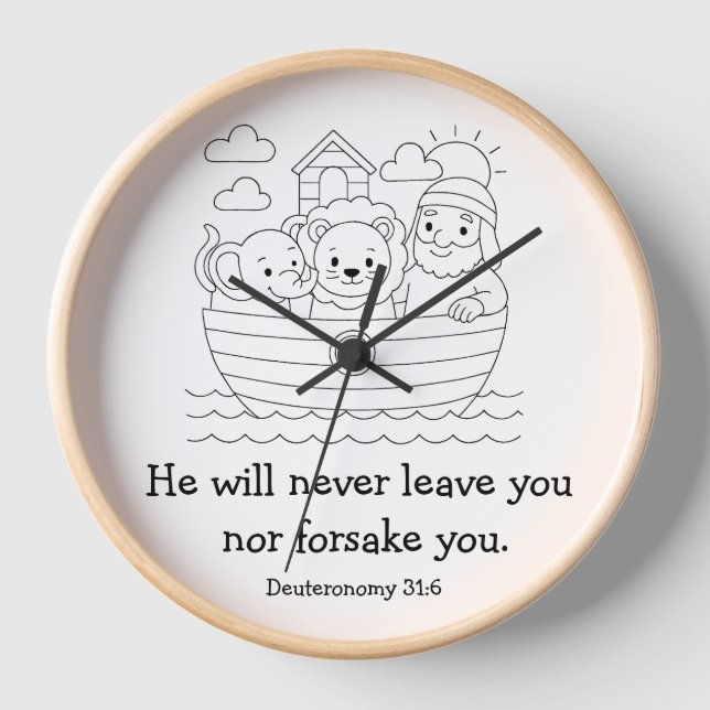 Horloge Noé's Ark-Bible Verse-Deutéronome 31:6 (Recto)