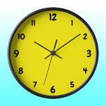 Horloge Noir minimal grand nombre minimal Canari jaune<br><div class="desc">Nombre noir minimal élevé | Horloge jaune canaire minimale</div>