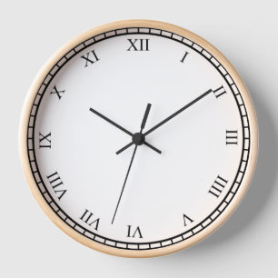 Horloge Noir Romain Nombre & Minute Cadre naturel en bois
