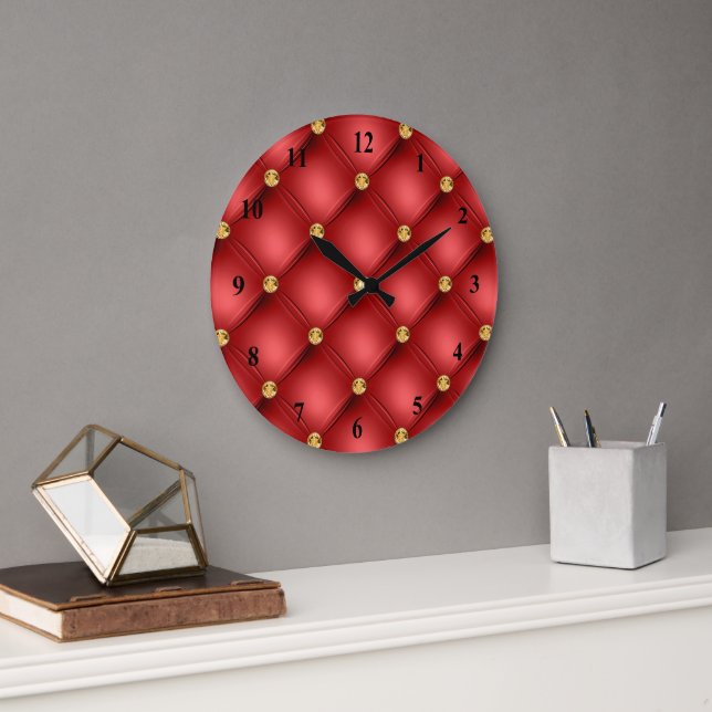 Horloge Noir Rouge Or (Bureau)