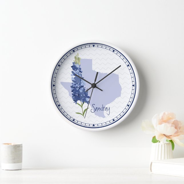 Horloge Nom Bluebonnet Texas (Maison)
