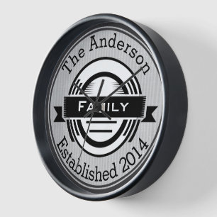 Horloge Nom de famille esthétique de style bistrot Logo ré
