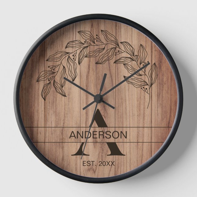 Horloge Nom de famille Rustic Wood (Recto)