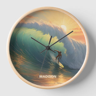 Horloge Nom personnalisé Surf