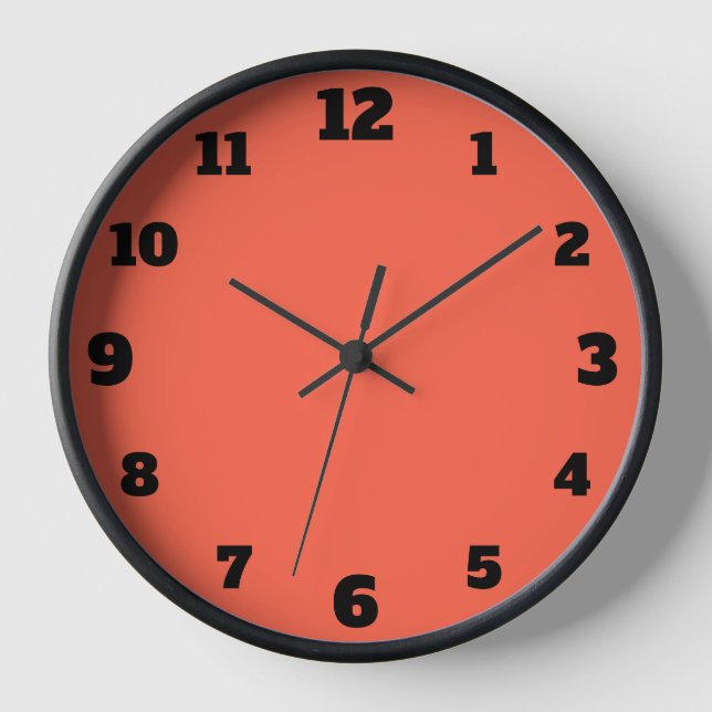 Horloge Nombre noir minimal élevé | Persimmon minimal (Recto)