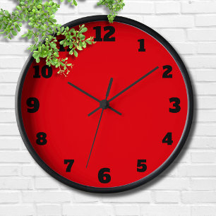 Horloge Nombre noir minimal élevé Rouge minimal