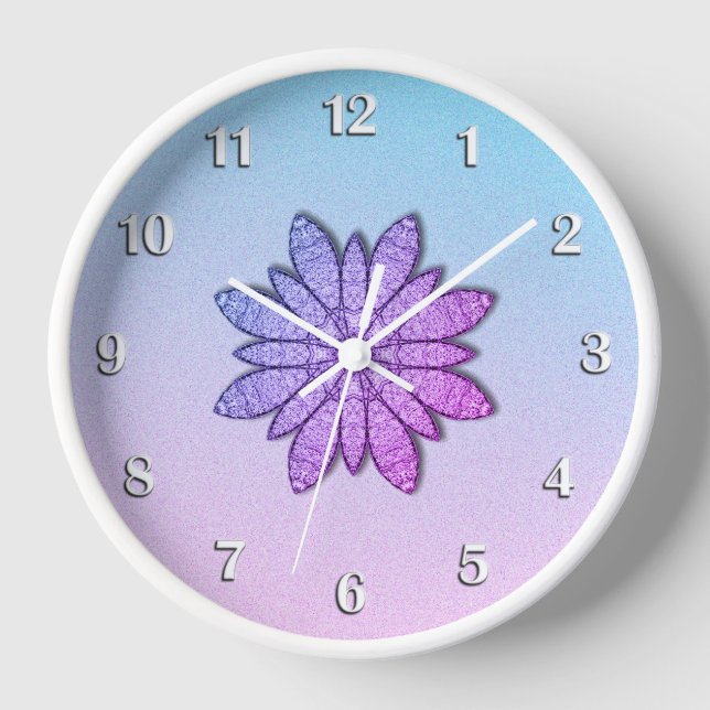 Horloge Nombres Blancs Plutôt Violets (Recto)