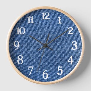 Horloge Nombres d'éclaboussures blanches en denim bleu pro