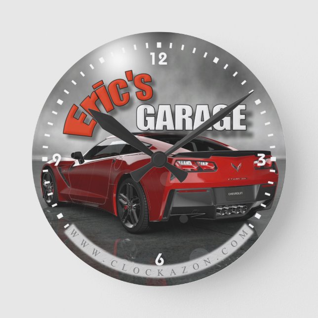 Horloge nommée personnalisée de garage de Corvette (Recto)