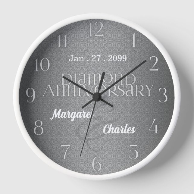 Horloge Noms de date du 60e anniversaire de mariage de dia (Recto)
