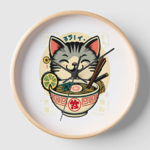 Horloge Noodle de chat japonais Anime ga Kawaii Chat