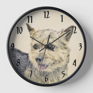 Horloge Norwich Terrier Peinture - Cute Original Chien Art