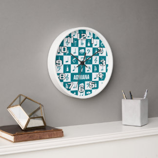 Horloge Notes et instruments de musique turquoise et blanc