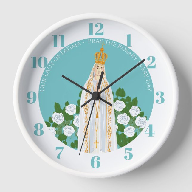 Horloge Notre-Dame de Fatima et roses blanches (Recto)
