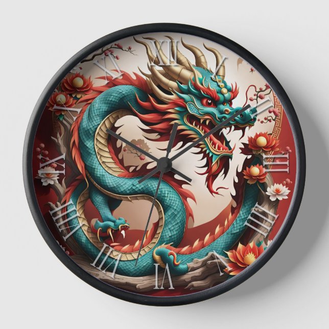 Horloge Nouvel An chinois Dragon Zodiac Anniversaire WC4 (Recto)