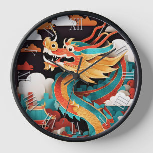 Horloge Nouvel An chinois mignon Dragon Zodiac Anniversair