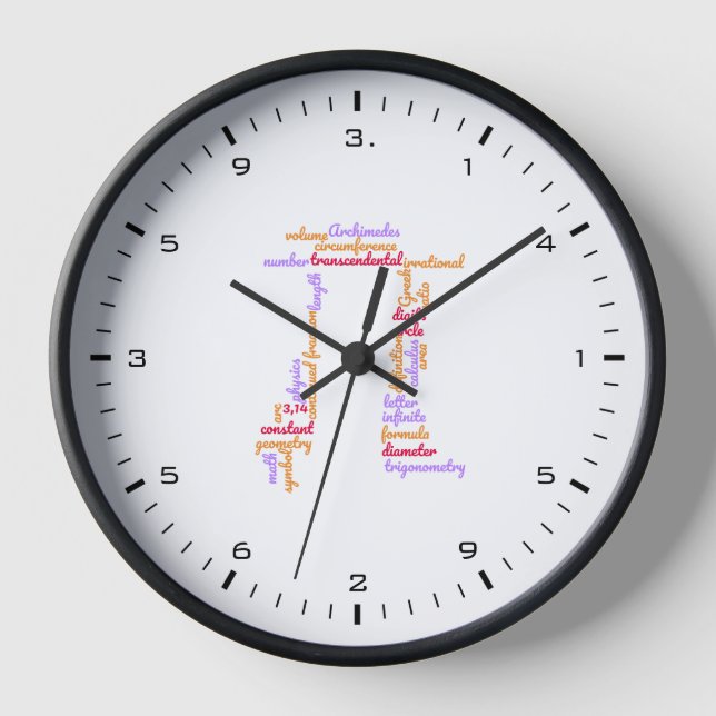 Horloge Nuage de mots mathématiques pour le jour de Pi en  (Recto)