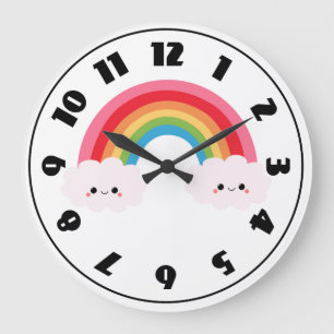 Horloge nuageuse arc-en-ciel
