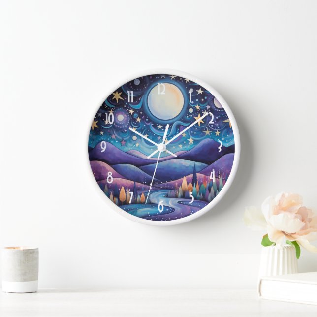 Horloge Nuit lunaire Big Moon Paysage (Maison)