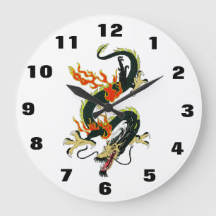Horloge numérique du dragon chinois noir