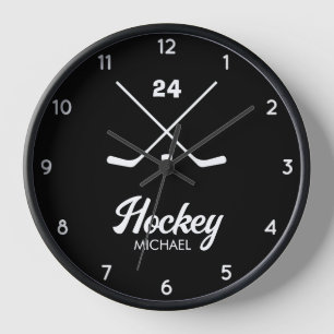 Horloge Numéro de nom du joueur de hockey personnalisé ten