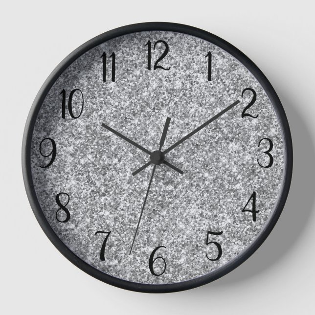 Horloge Numéro Noir Paillettes Argentées (Recto)