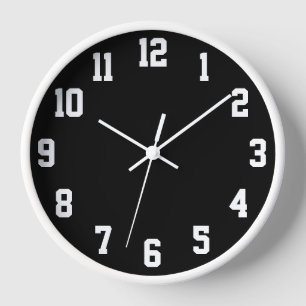 Horloge Numéros de sport en noir et blanc