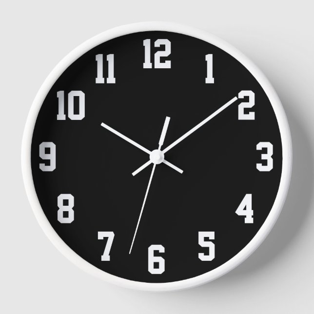 Horloge Numéros de sport noir et blanc (Recto)