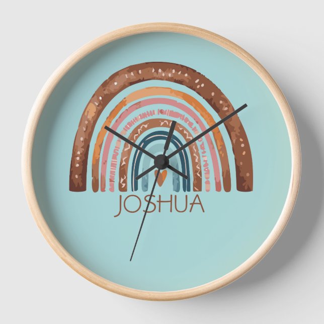 HORLOGE NURSERY RAINBOW GARÇONS NOM CLOCK (Recto)