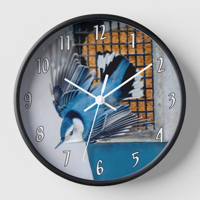 Horloge Nuthatch à poitrine blanche en neige (Recto)