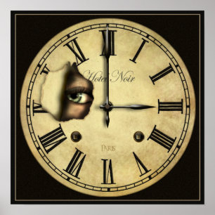 Horloge observant la petite affiche imprimer