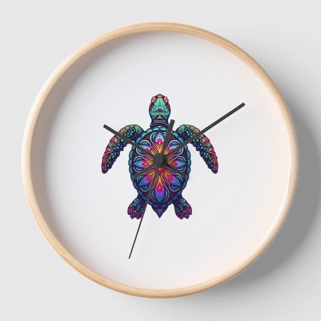 Horloge Océan Animal Tie Dye Tribal Mer Animal Maori Turtl (Recto)