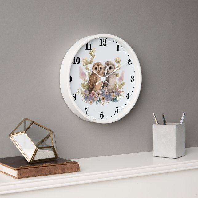 Horloge oiseau adorant la chouette (Bureau)