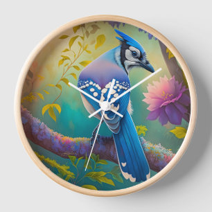 Horloge Oiseaux Fantastiques Geai Bleu