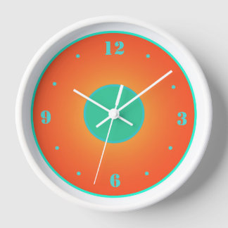 Horloge Orange avec Aqua Green sur l'horloge Arrière - pla