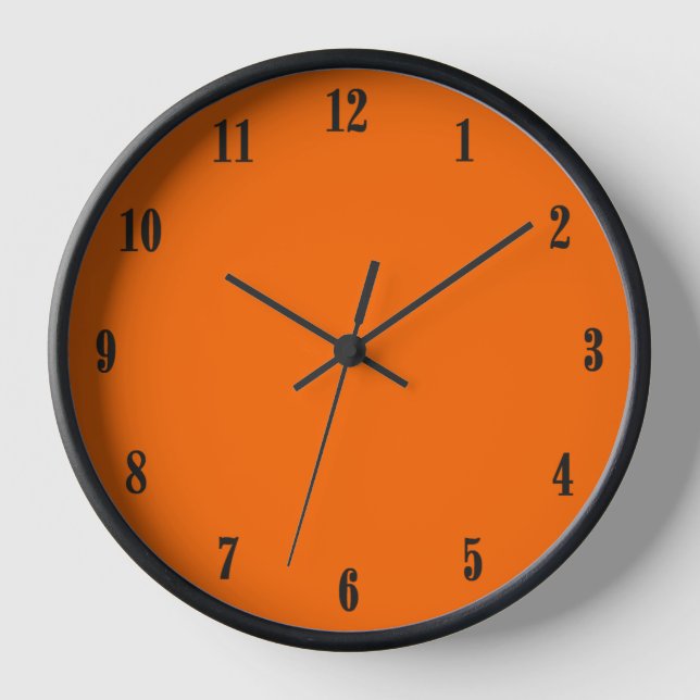 Horloge Orange solide avec chiffres noirs (Recto)