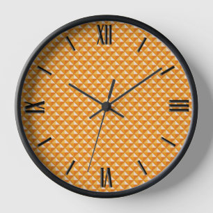 Horloge Orange sorbet, aspect émail, grille cloutée