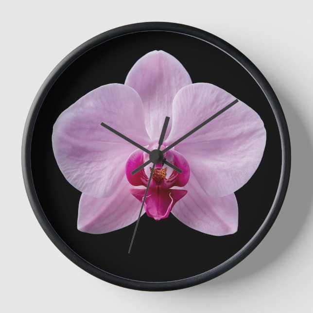 Horloge Orchidée sur fond noir (Recto)