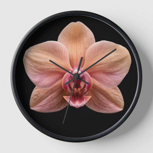 Horloge Orchidée sur fond noir (Recto)