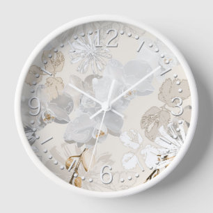 Horloge Orchidées blanches sur une crème légère