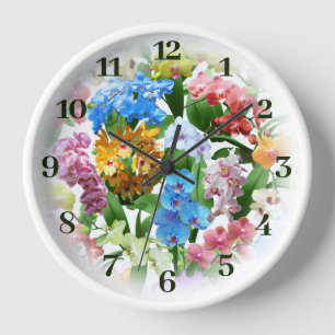 Horloge Orchidées Florales Tropicales