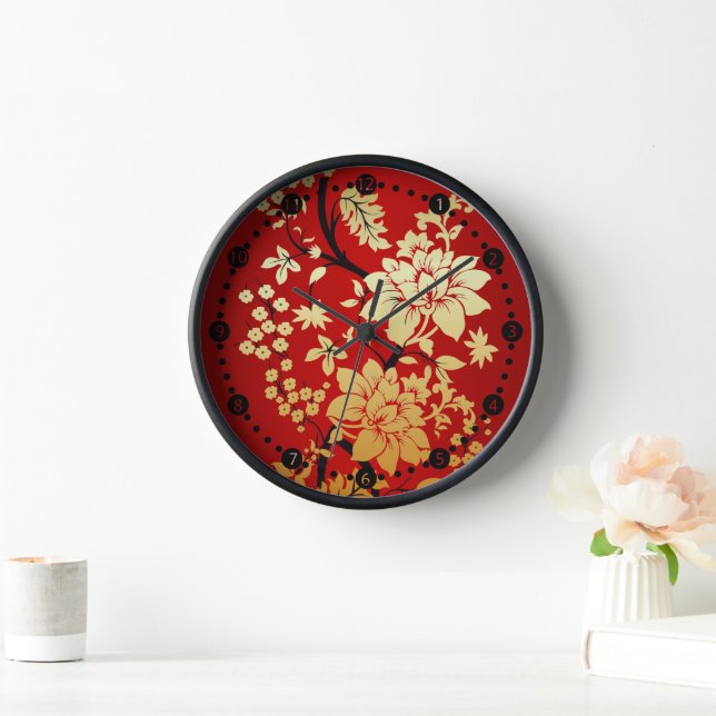 Horloge Oriental Golden Flowers (Maison)
