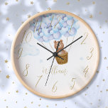 Horloge Ours En Teddy Et Ballons Bleus Personnalisés<br><div class="desc">Parfait pour les crèches,  les chambres ou toute chambre dans votre maison. Un ours en peluche amusant dans un design en montgolfière que vous pouvez personnaliser avec le nom d'un proche pour créer un cadeau unique. Conçu par Thisisnotme©</div>