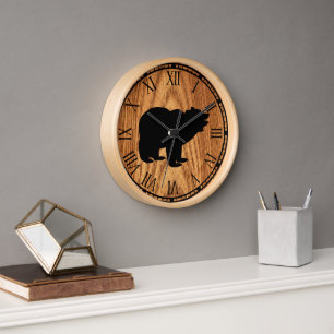 Horloge ours noir rustique mignon