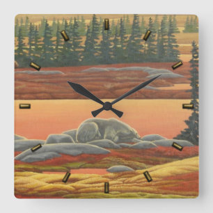 Horloge Ours Polaire Art Ours Automne Horloge Mur