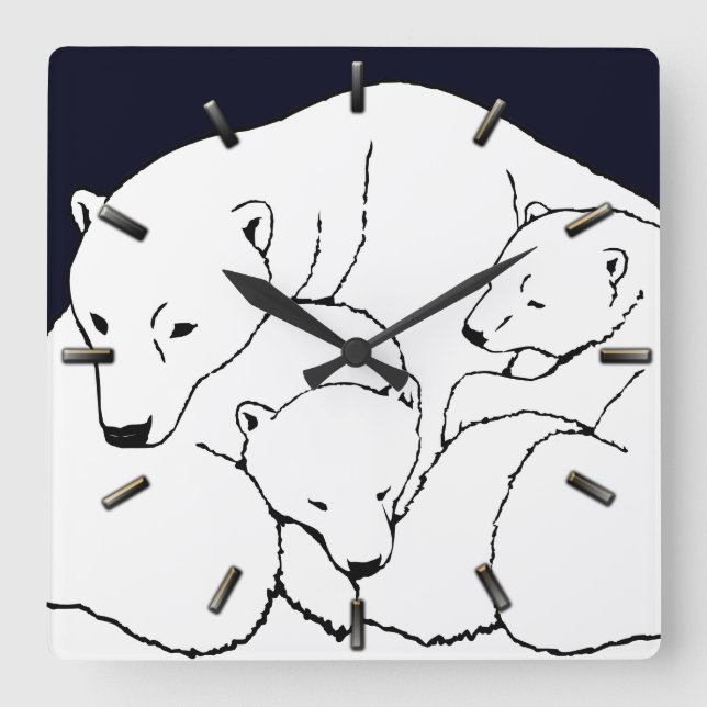 Horloge Ours Polaire Cubes Cool Ours Art Horloge M (Recto)