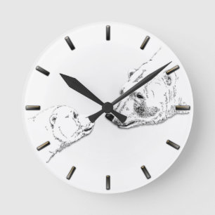 Horloge Ours Polaire Mère & Cube Ours Art Mur Horl