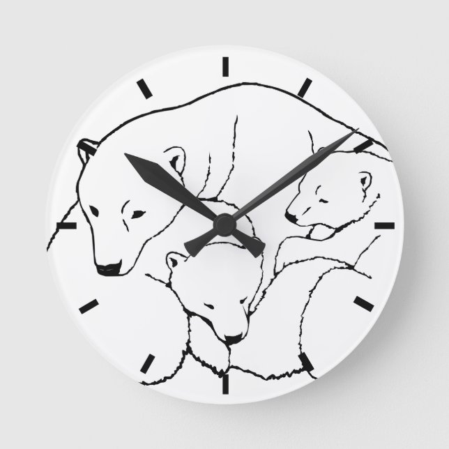 Horloge Ours Polaire Oursons Mignons Horloge Mural (Recto)