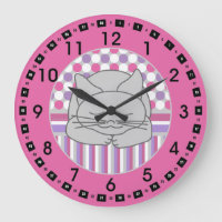 Horloge ovale grande motif chat gris endormi